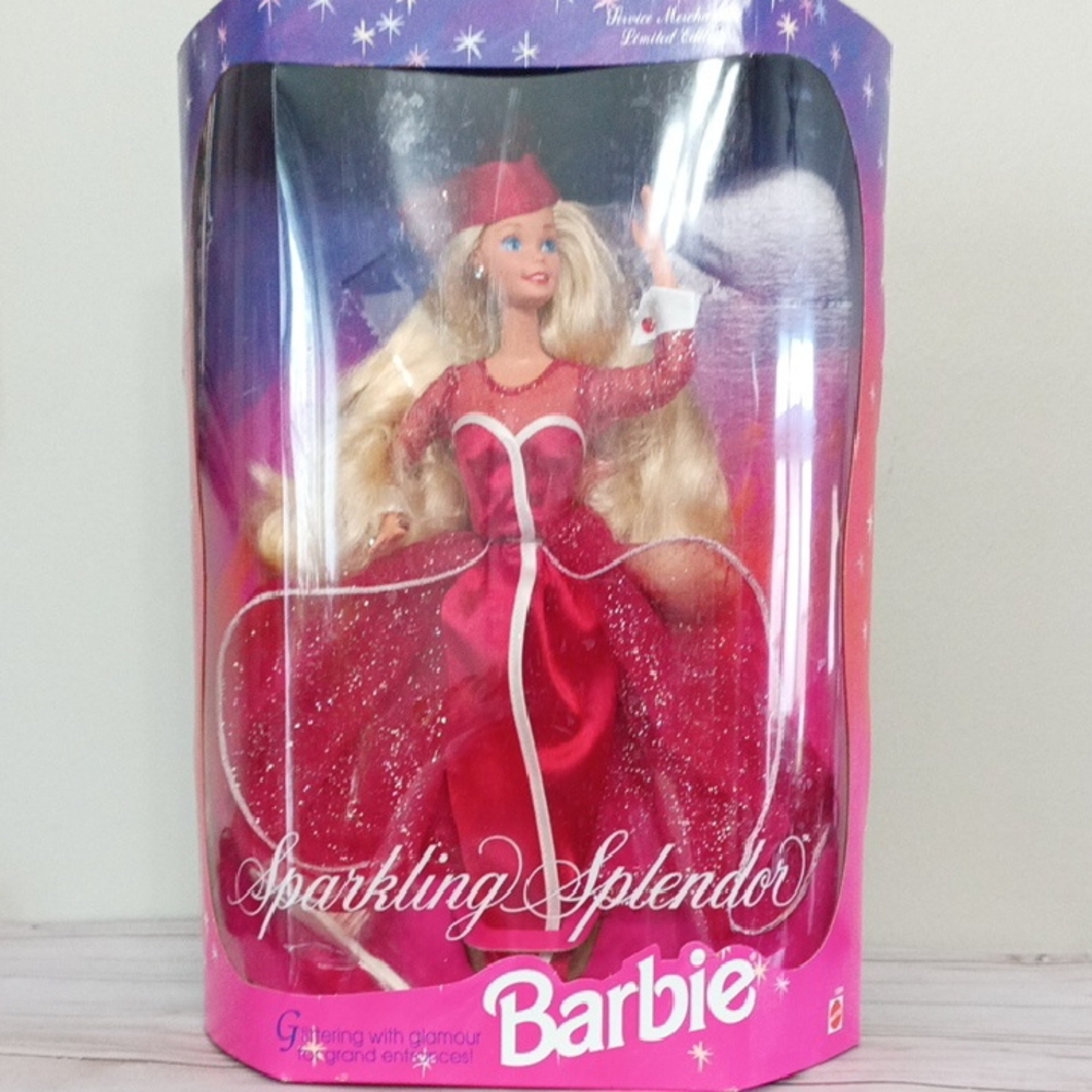 Barbie in Sparkling Pink and White Trim Gown
